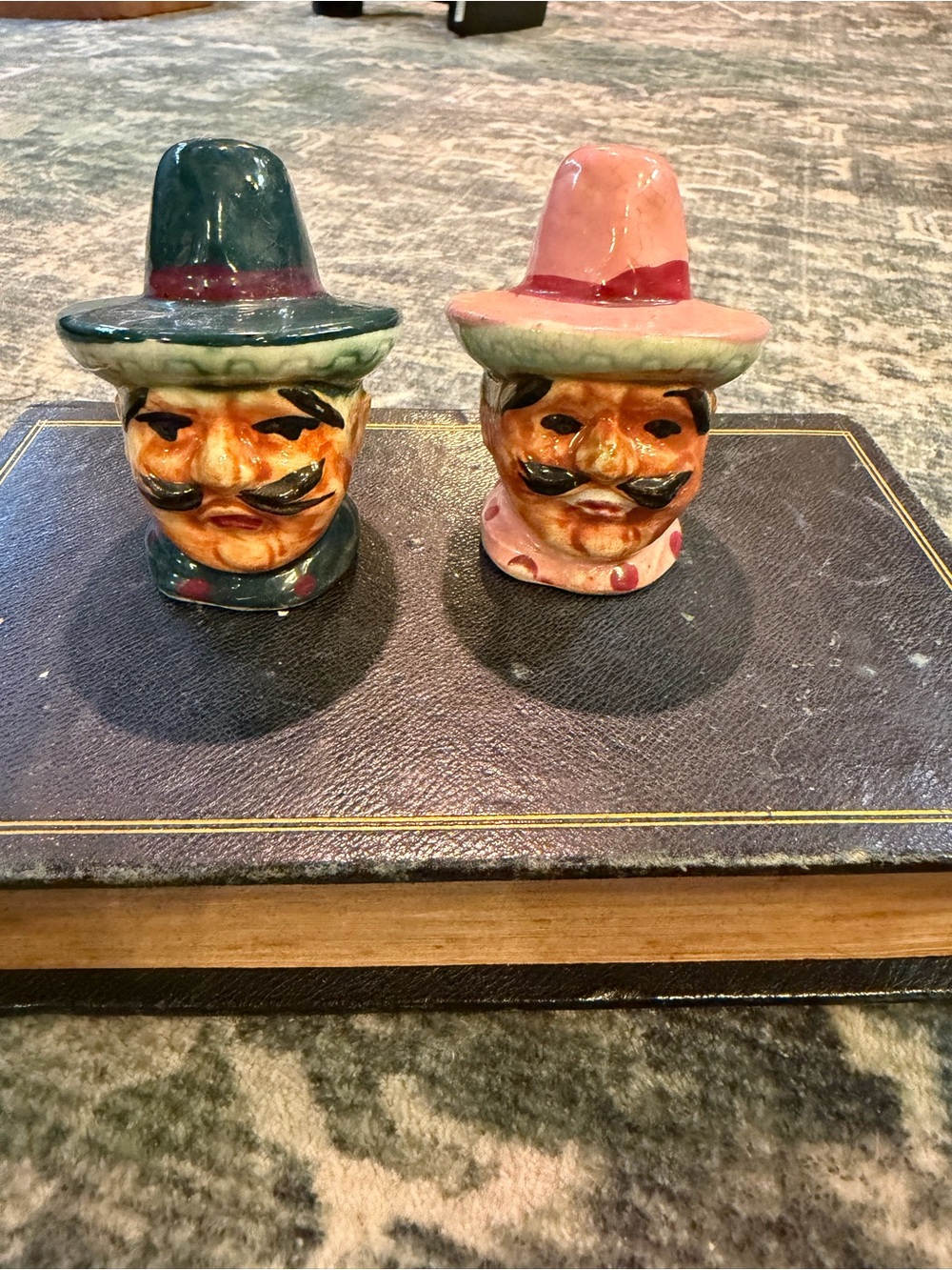 Vintage Mexican "Siesta" bust salt and pepper shakers